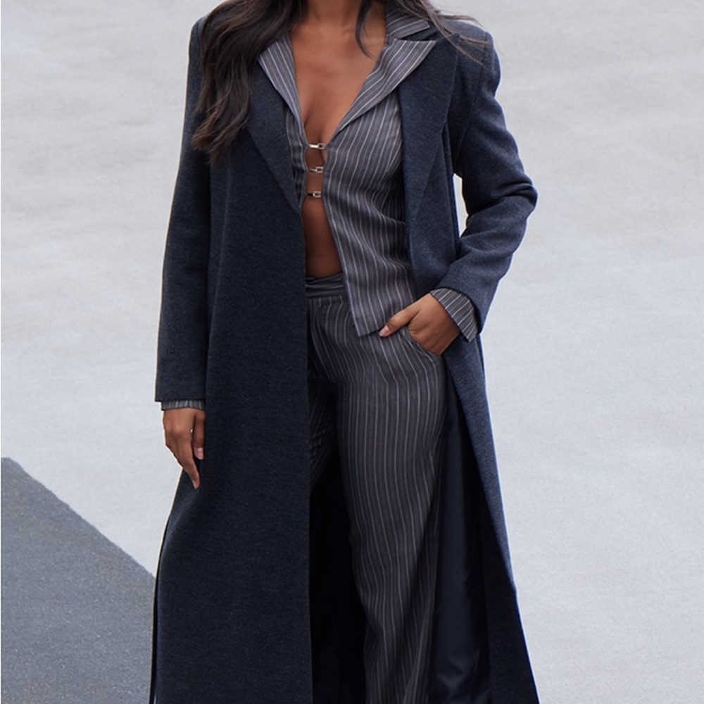 Women's long full length dark grey coat